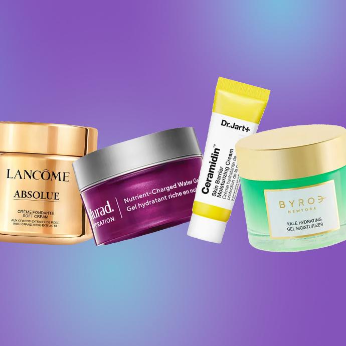 LANCOME Absolue Soft Cream Moisturizer, MURAD Nutrient-Charged Water Gel, DR JART+ Ceramidin™ Skin Barrier Moisturizing Cream, BYROE Kale Hydrating Gel Moisturizer
