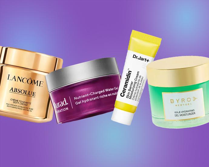 LANCOME Absolue Soft Cream Moisturizer, MURAD Nutrient-Charged Water Gel, DR JART+ Ceramidin™ Skin Barrier Moisturizing Cream, BYROE Kale Hydrating Gel Moisturizer