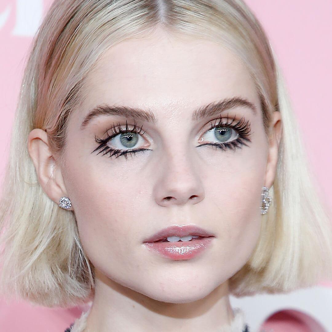Lucy Boynton rocking a bold lower lashes look Mobile