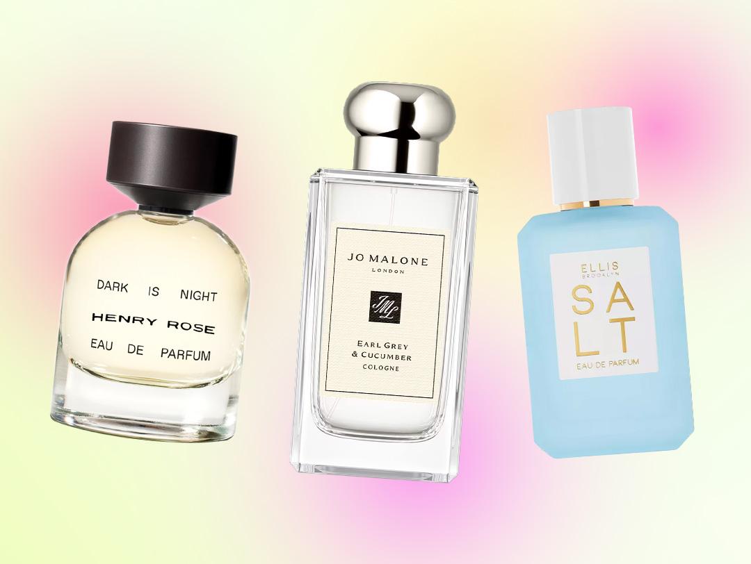 An image of the three classic perfumes against a rainbow background Desktop