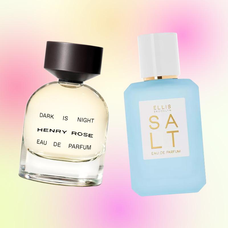 An image of the three classic perfumes against a rainbow background Mobile