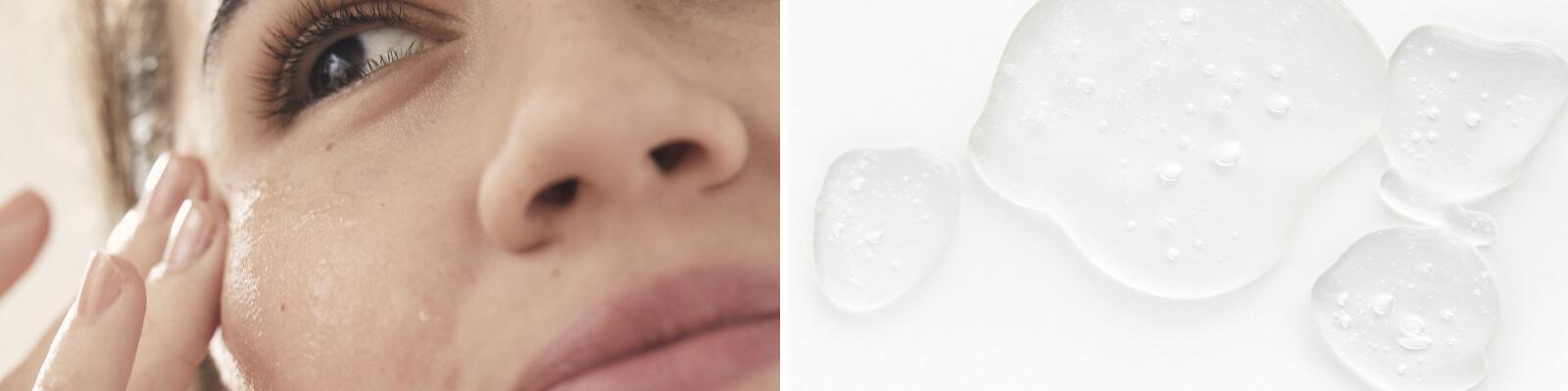 A model smiles while applying her primer