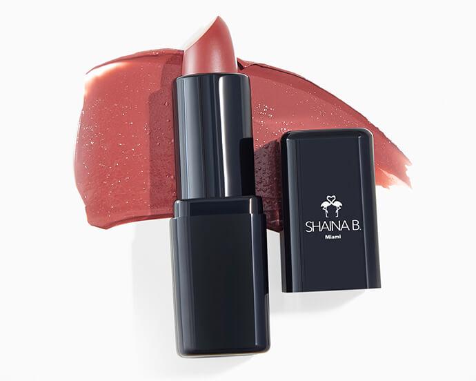 SHAINA-B-MIAMI-Lipstick-in-Hibiscus-Island-with-swatch