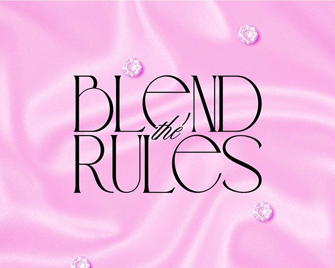 June 2026 IPSY theme graphic featuring the message “Blend the Rules” on a pink satin background with sparkling gem accents, capturing a bold, playful celebration of self-expression through beauty.