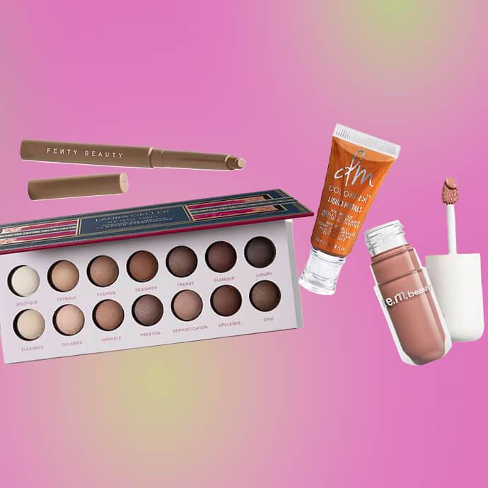 FENTY BEAUTY Shadowstix Eyeshadow Stick Matte, LAURA GELLER The Delectables: Madison Ave Mattes Baked Eyeshadow Palette, DANESSA MYRICKS BEAUTY ColorFix Liquid Metals Multi-Use Waterproof Liquid Pigment, REM Beauty Midnight Shadows Matte Liquid Shadow