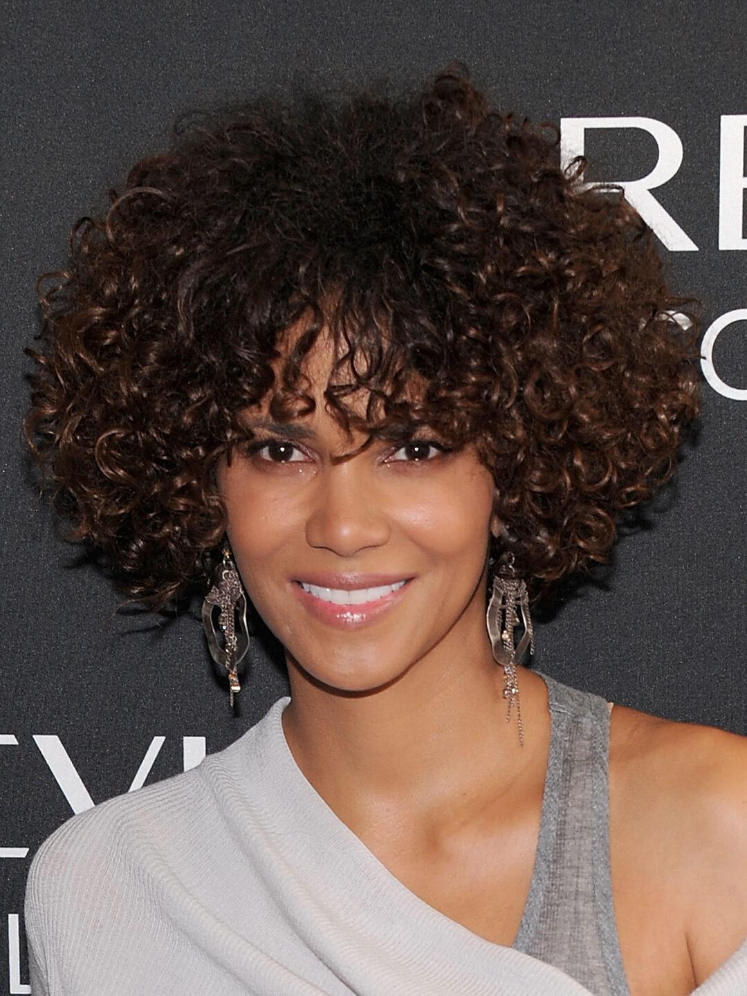 Halle Berry with medium length curly hair Mobile