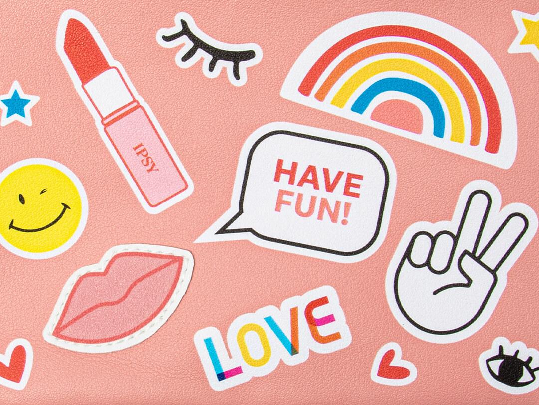 Cute and colorful stickers on pink background Desktop