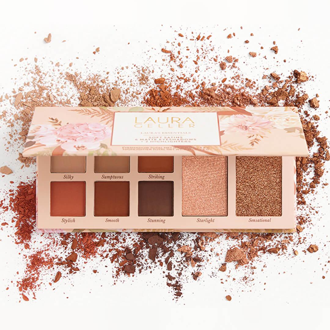 LAURA GELLER Laura's Essentials Soft Satins 6 Matte Eyeshadows + 2 Highlighters Palette Desktop