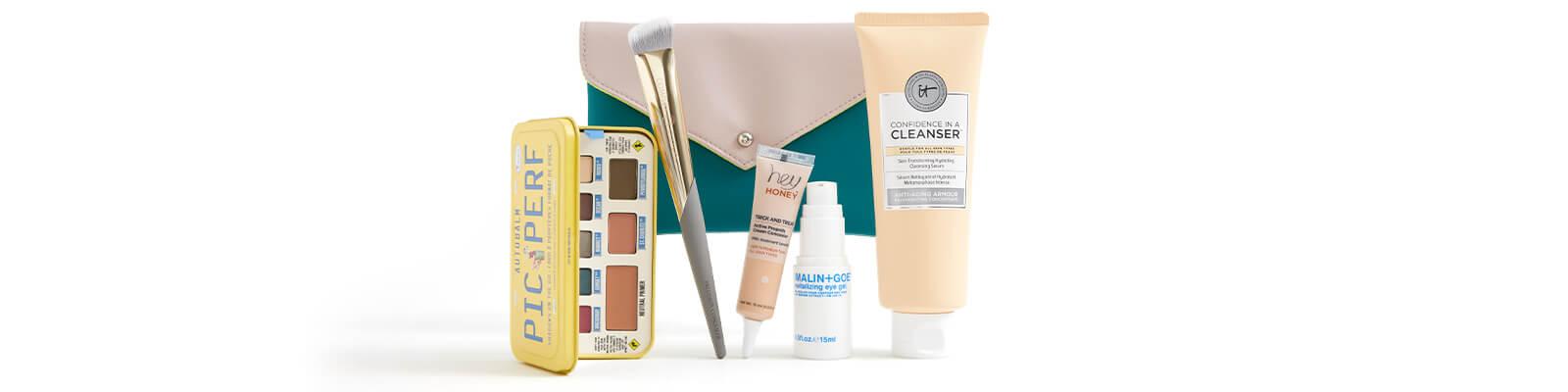 An image of the March Glam Bag Plus and products. Desktop