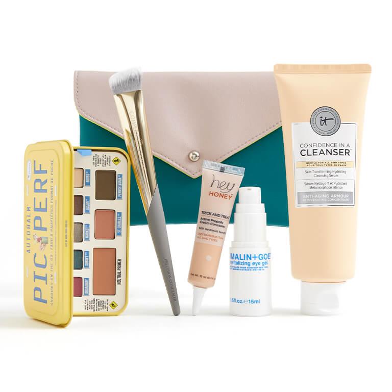 An image of the March Glam Bag Plus and products. Mobile
