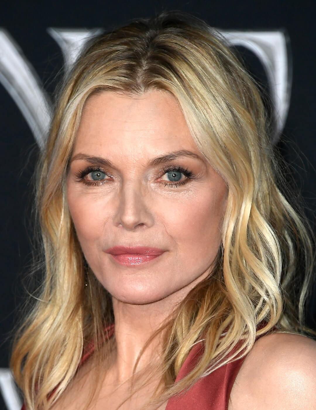 A photo of Michelle Pfeiffer wearing a brown silk dress Mobile