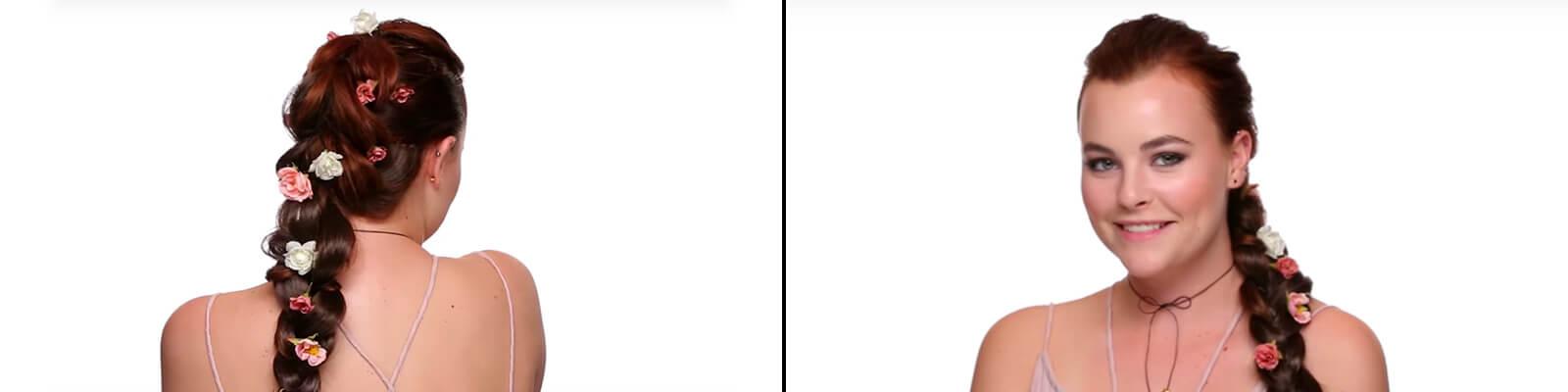 Haley Fite showing off a floral waterfall braid by Myesha Howze Desktop