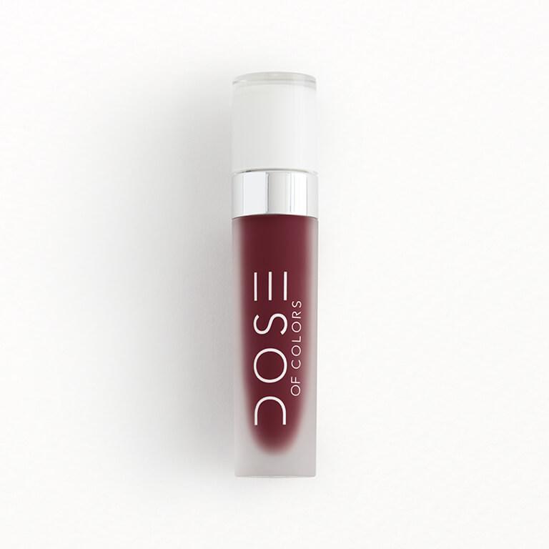 An image of DOSE OF COLORS Liquid Matte Lipstick in Plum Queen. Desktop
