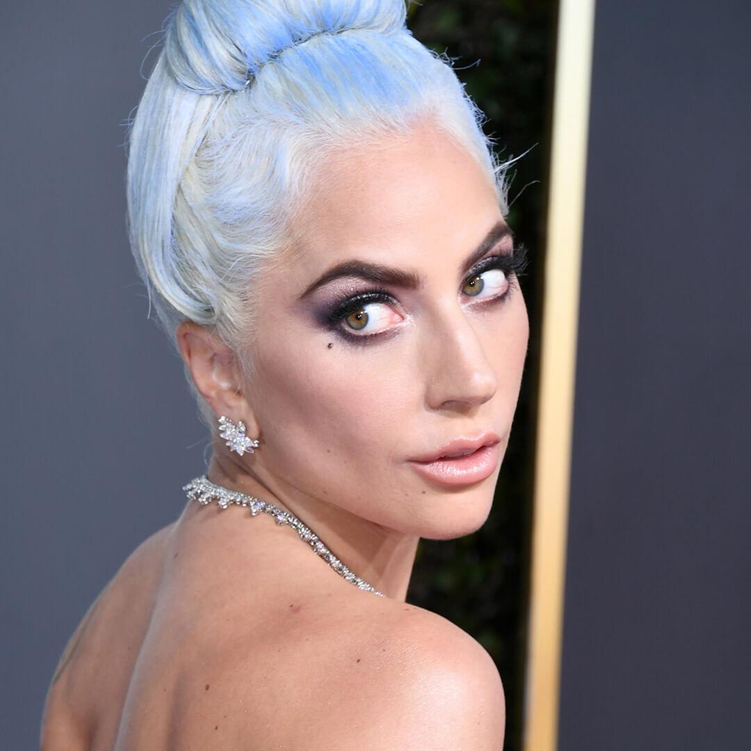 A photo of Lady Gaga with platinum blue hair Mobile