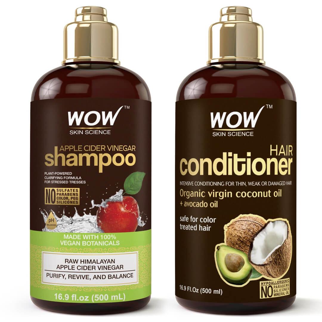 WOW SKIN SCIENCE Apple Cider Vinegar Shampoo And Coconut/Avocado Oil Conditioner Pack Mobile