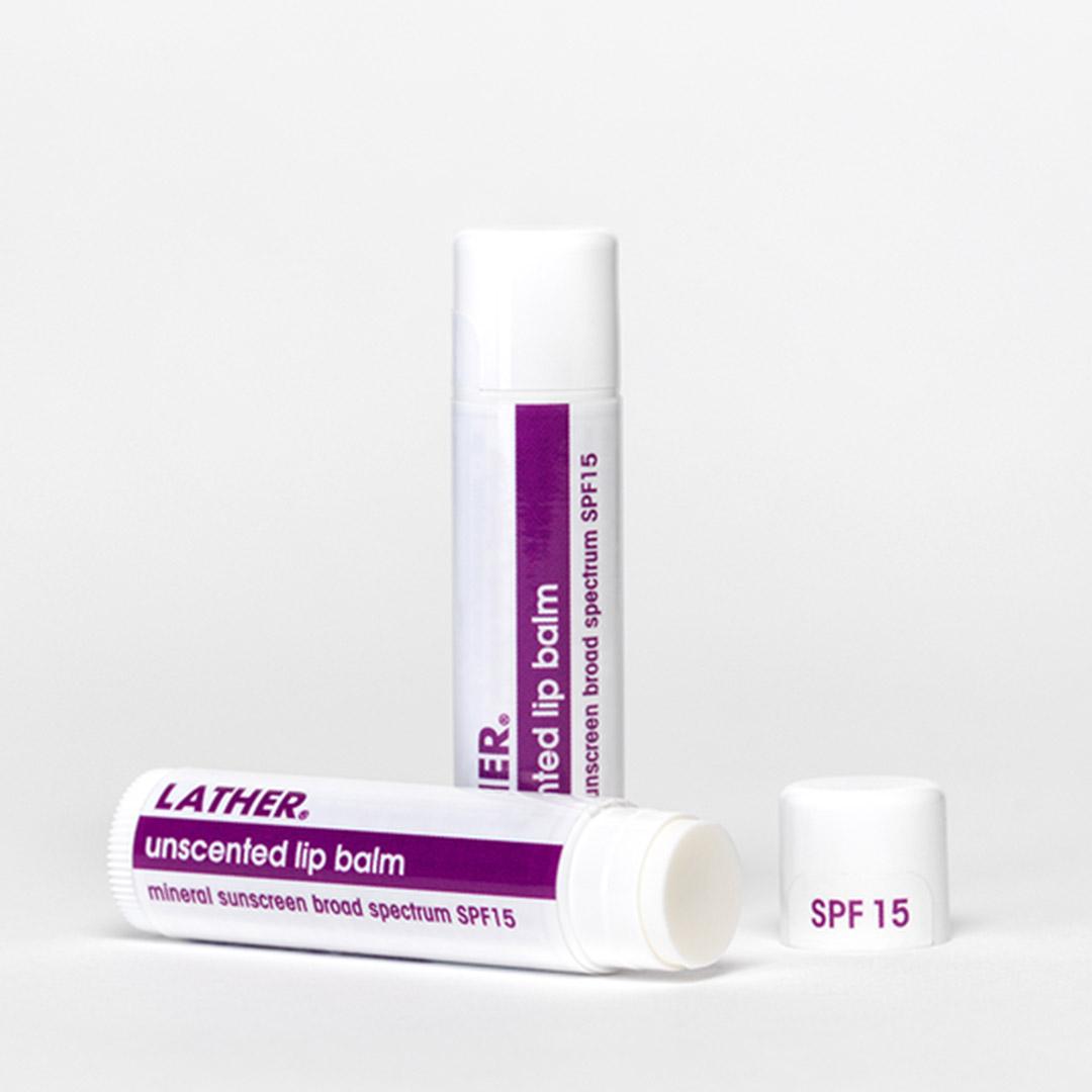 LATHER Unscented Lip Balm Broad Spectrum SPF 15 Mobile