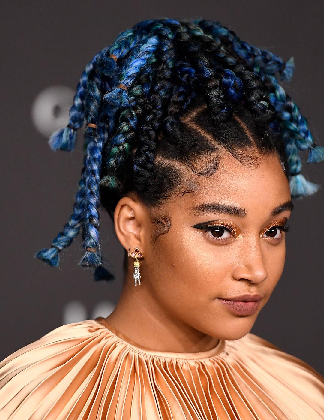 Amandla Stenberg rocking blue colored braided hairstyle Desktop