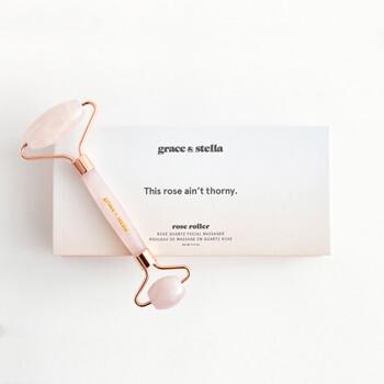 GRACE & STELLA Rose Quartz Facial Roller Mobile