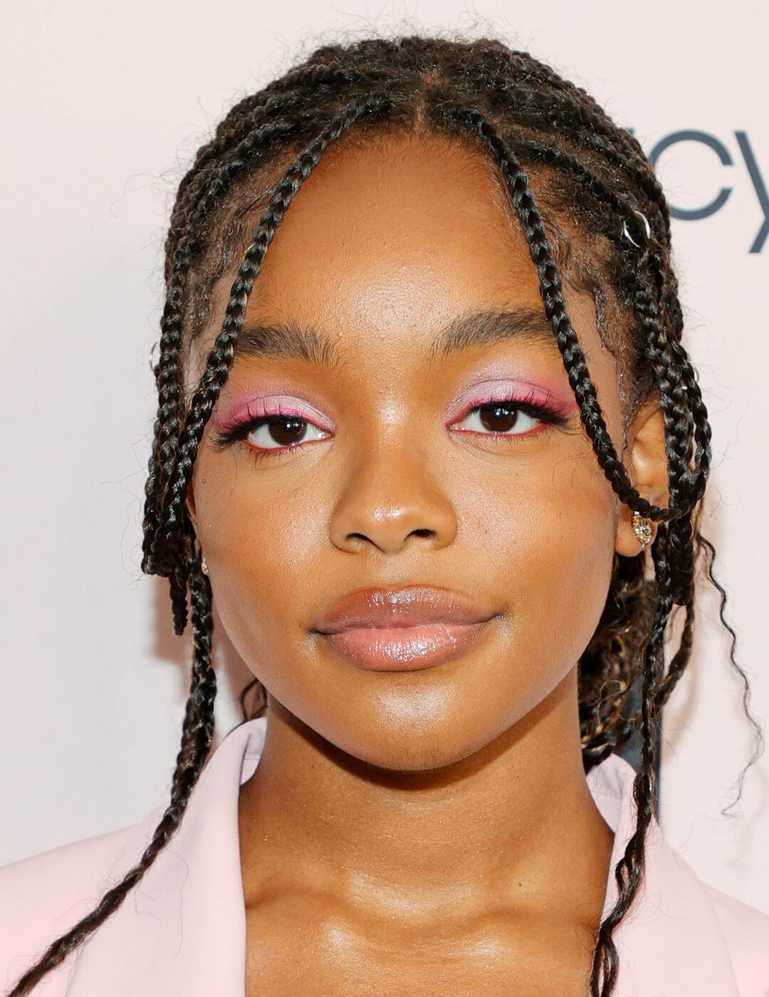 Marsai Martin rocking braided face framing strands hairstyle Mobile