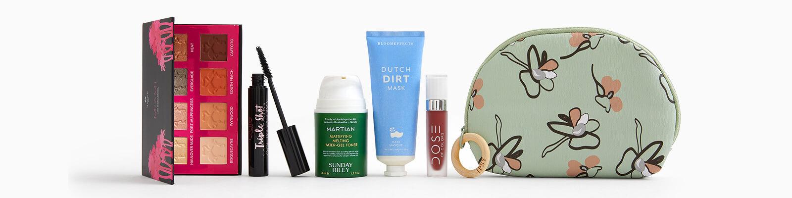 An image of the April Glam Bag Plus with some of the products Ipsters might receive this April. Desktop