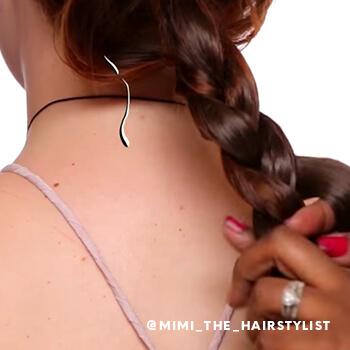 Securing waterfall braid with a hair tie Mobile