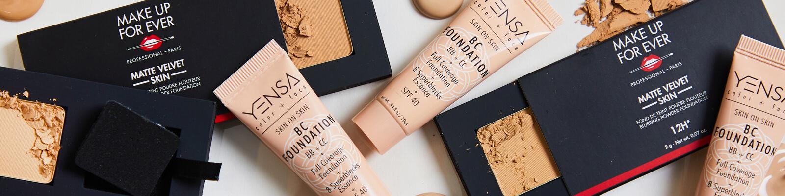 An image of different types of foundation makeup products Desktop