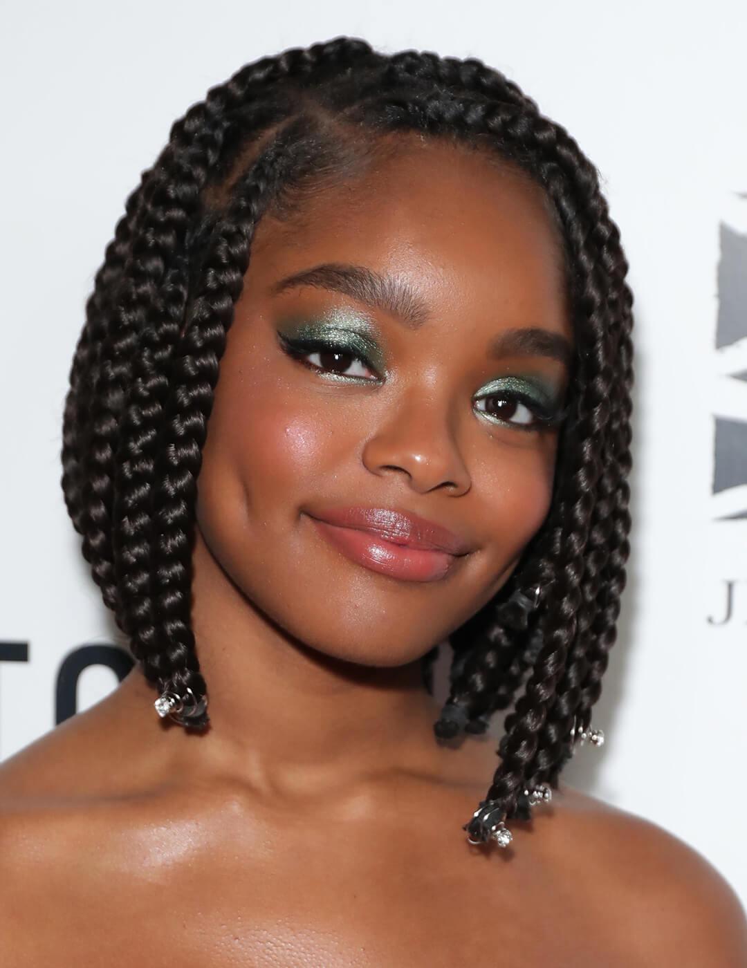 Marsai Martin rocking a braided bob hairstyle Mobile