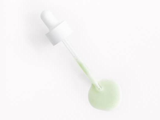 An image of a white dropper an mint green serum liquid and an image of CLARISEA Pretty Skin Vitamin A + C Oil Serum & Boost Desktop