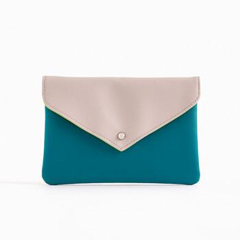 The March 2020 Glam Bag Plus bag is blue-green with a nude pink flap Mobile