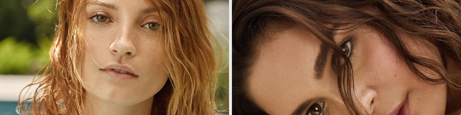 An image of red haired model with wet hair look and an image of a brunette model with wet hair look Desktop