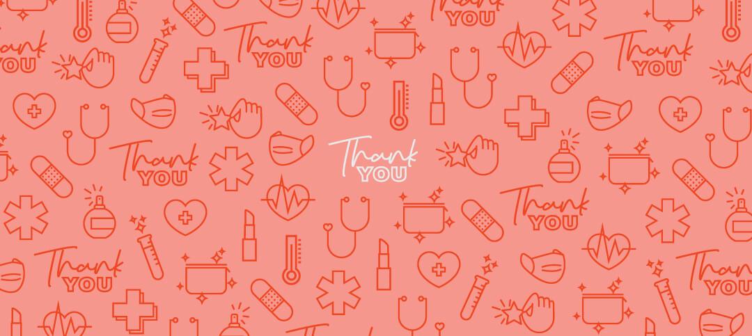 A design of various healthcare related items with "Thank You" in the center. Mobile