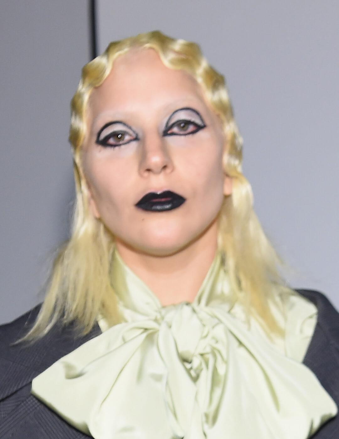 Lady Gaga rocking a goth, graphic eyeliner makeup look Mobile