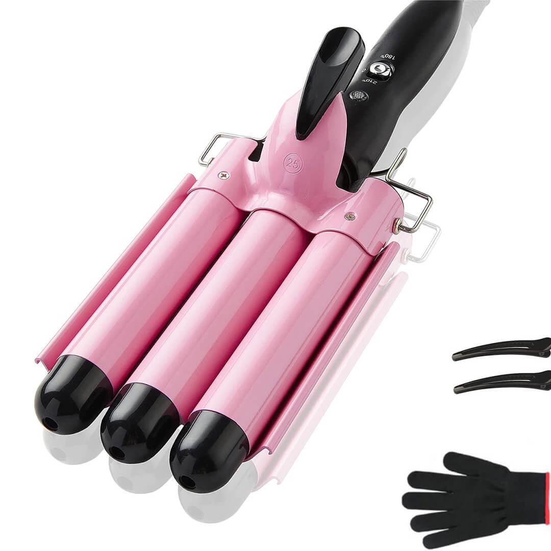TOP4EVER 25mm 3 Barrel Curling Iron Hair Crimper Mobile