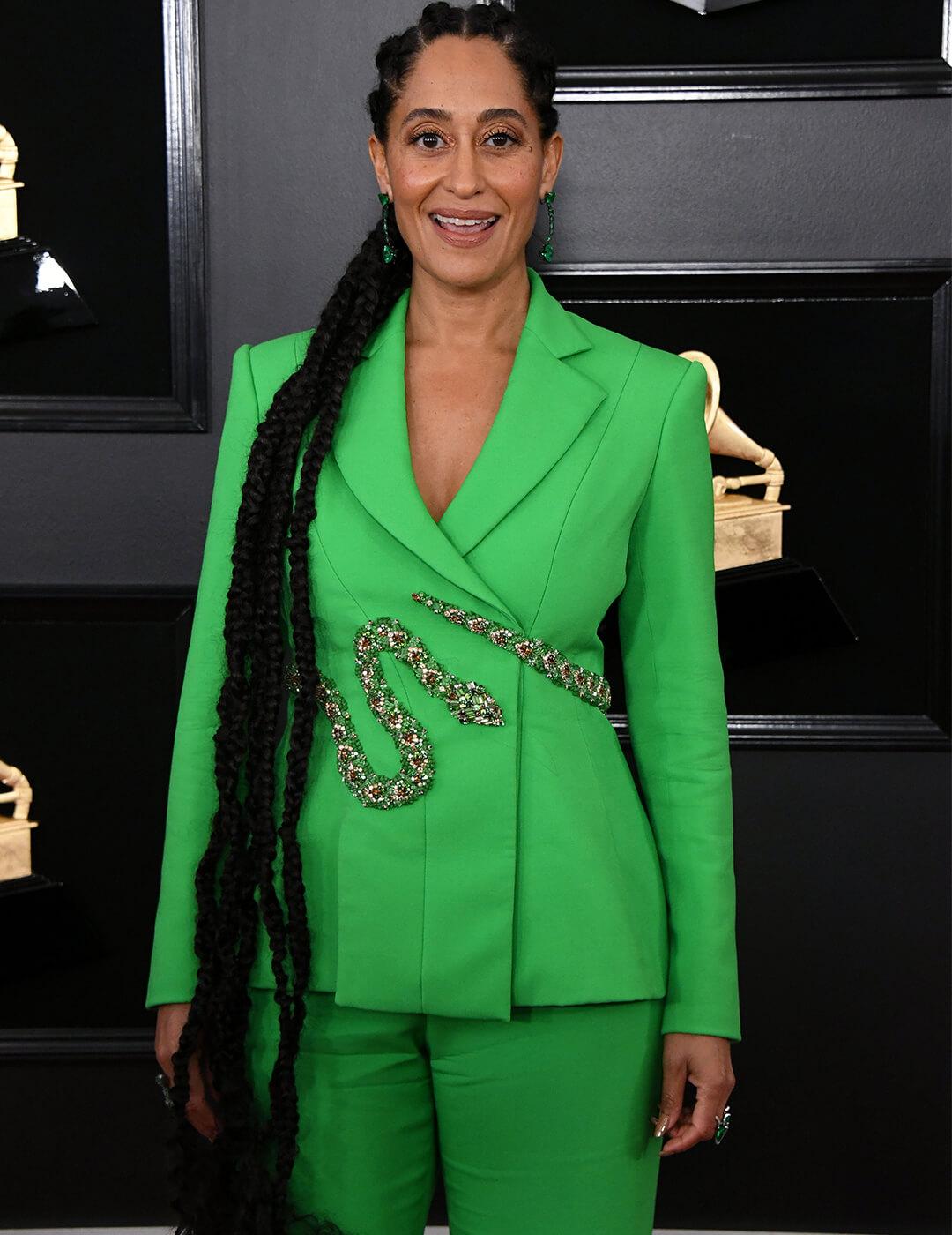 Tracee Ellis Ross smiling and rocking a very long goddess braids hairstyle Mobile