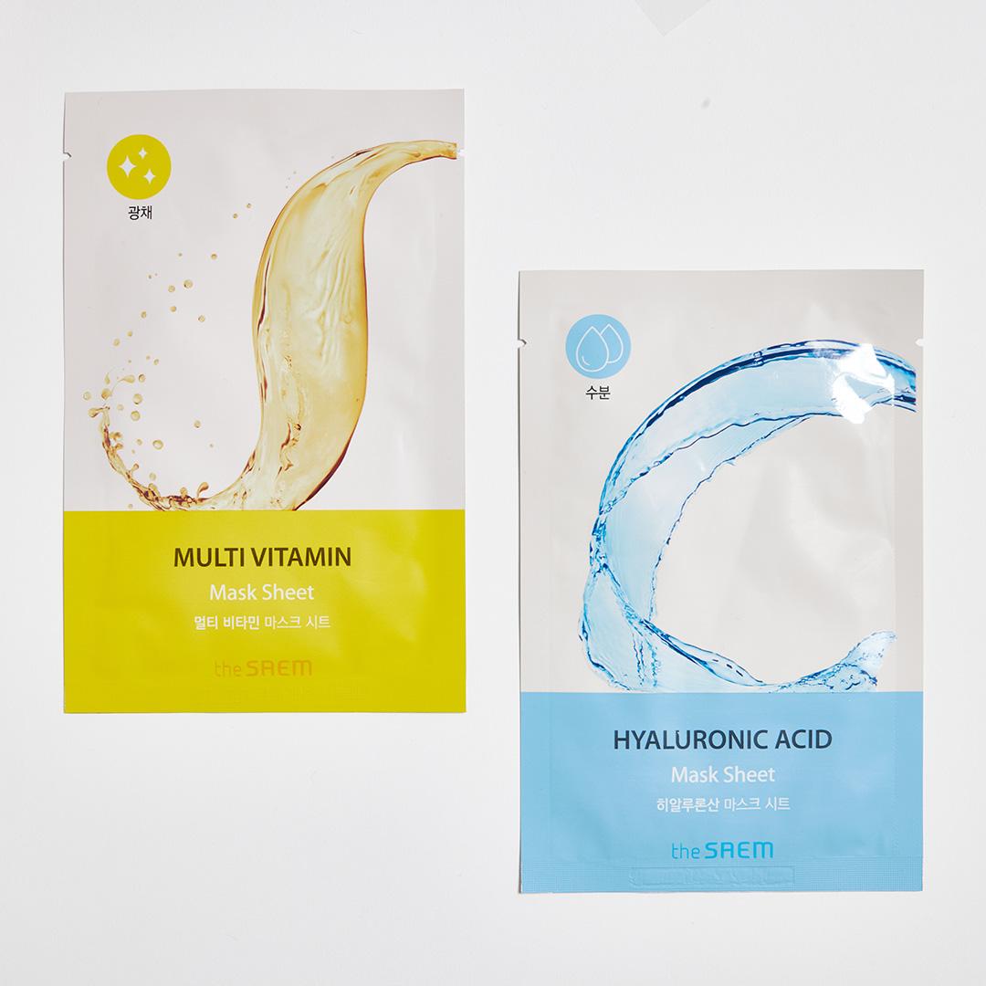 THE SAEM Bio Solution Hydrating Hyaluronic Acid Mask + Bio Solution Radiance Multi Vitamin Mask Duo Mobile