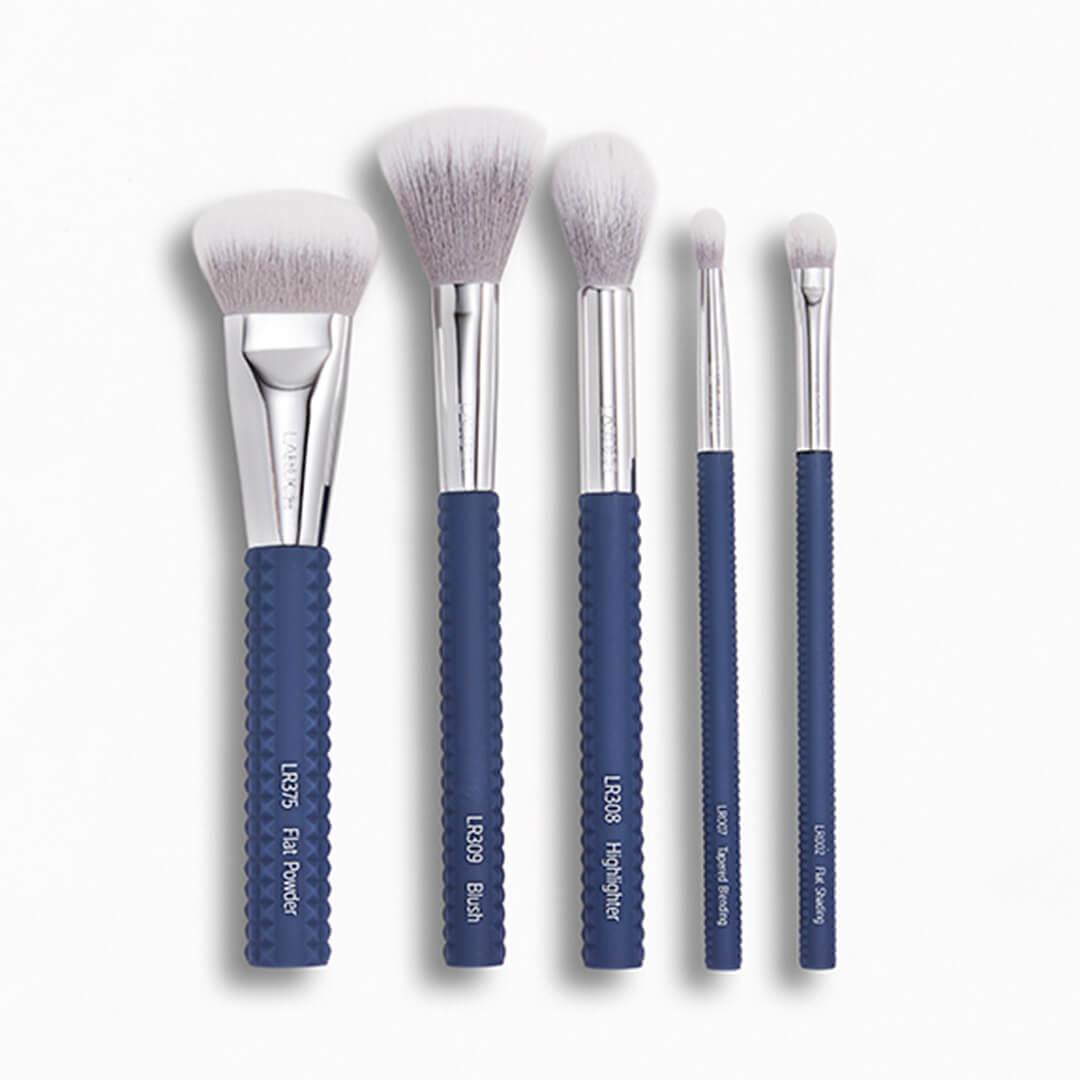 LARUCE BEAUTY Cheek & Eyes Brush Set in Denim Blue Desktop