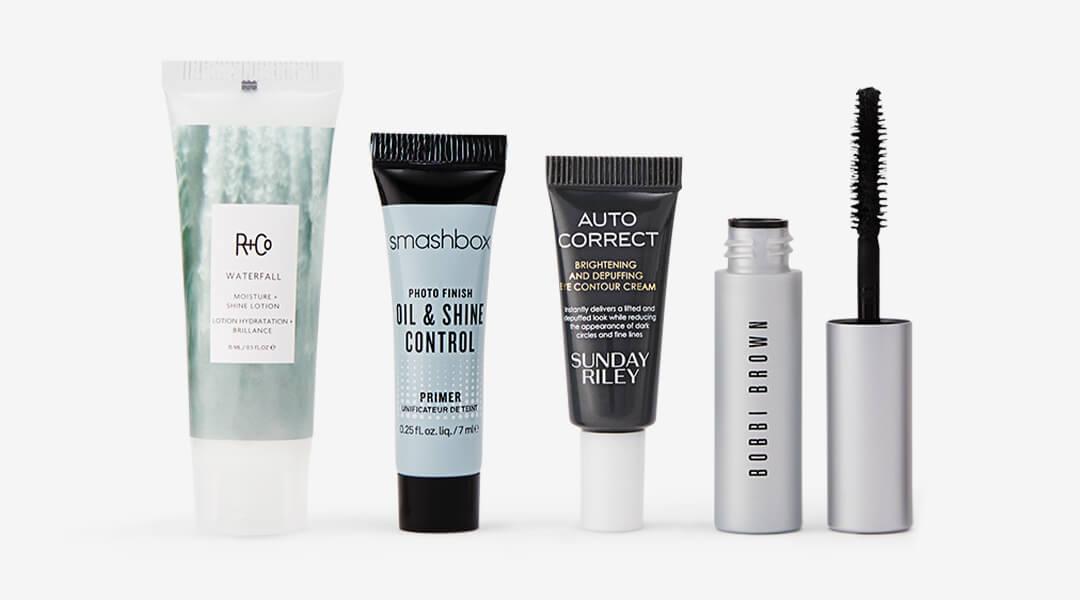 Image of skincare, hair care, and makeup products from October 2020 IPSY Glam Bag Desktop