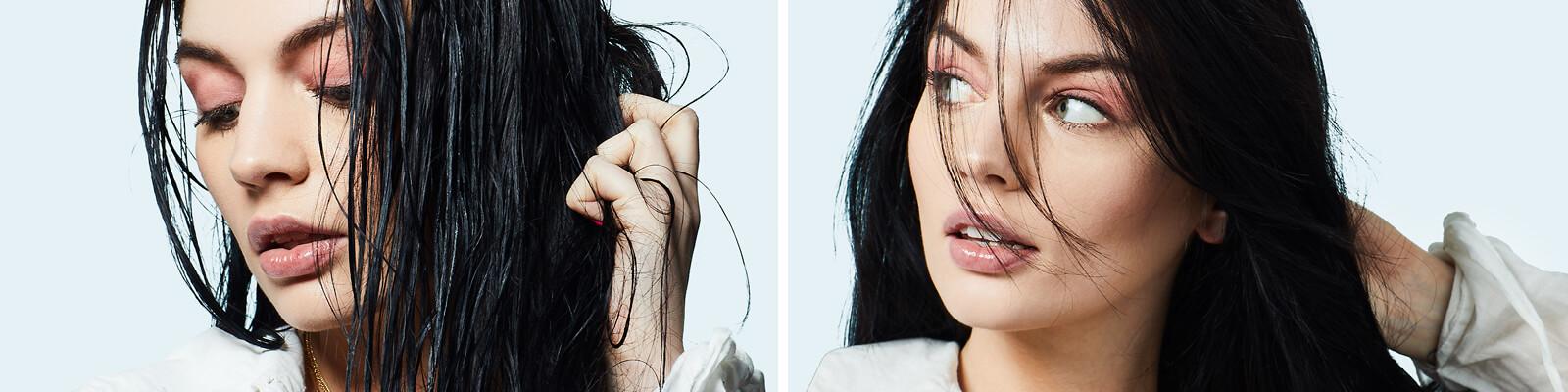 Micaela Klein works a leave-in conditioner through her hair. Desktop