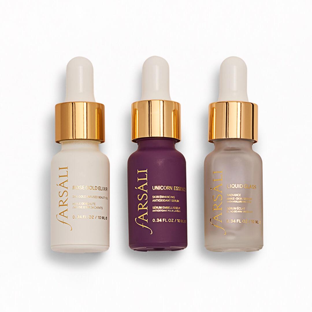 FARSALI Serum Trio in Rose Gold Elixir, Unicorn Essence, and Liquid Glass Desktop