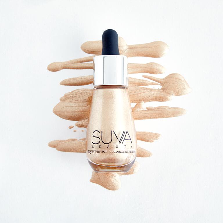 Suva Beauty Liquid Chrome Illuminating Drops give your skin a shimmery, pigmented glow. Desktop