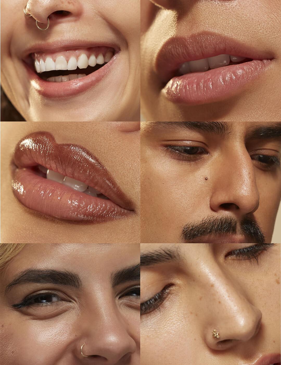 Collage image of close-ups of beautiful people's noses and lips Mobile