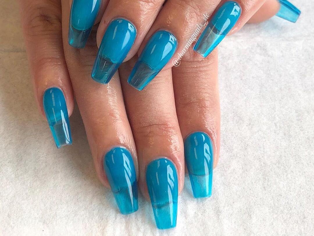Bold blue jelly nails Desktop