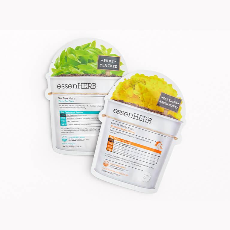 ESSENHERB Tea Tree Sheet Mask & Canola Honey Sheet Mask Duo Desktop