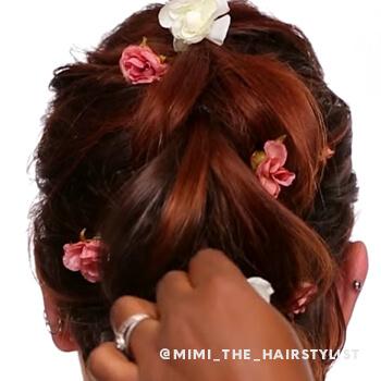 Adorning waterfall braid with flowers Mobile