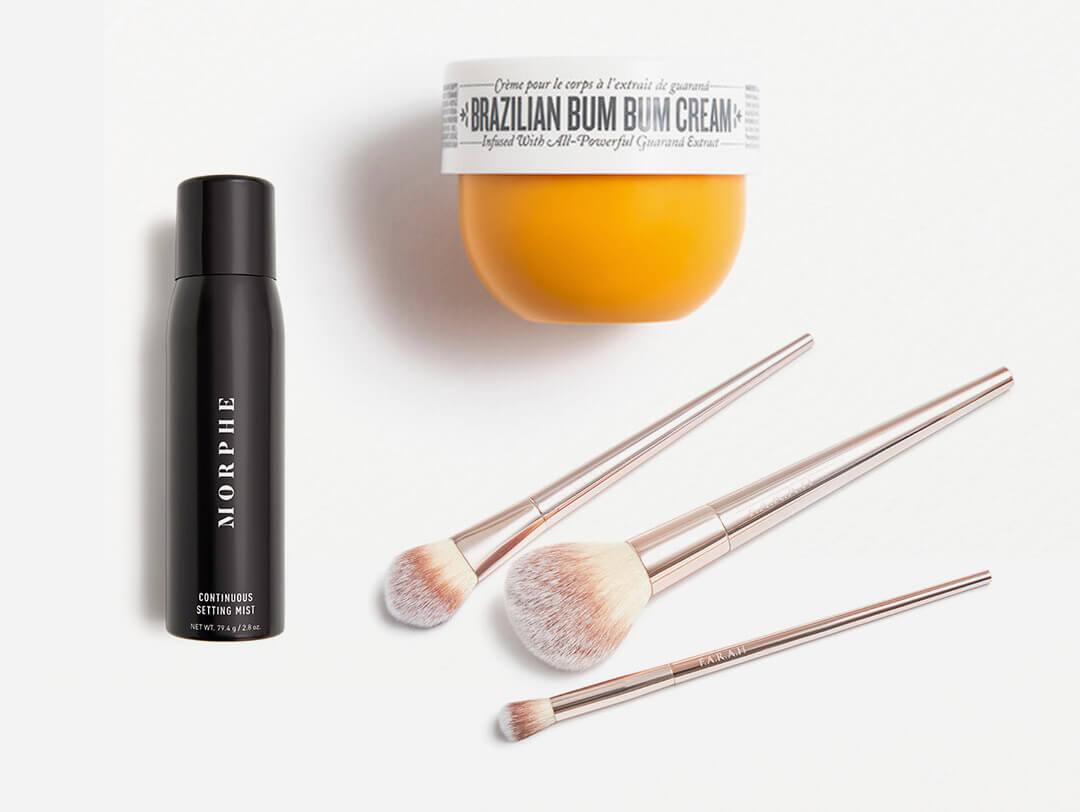 Hair care and makeup products and tools from May 2021 IPSY Glam Bag and Glam Bag Plus Desktop