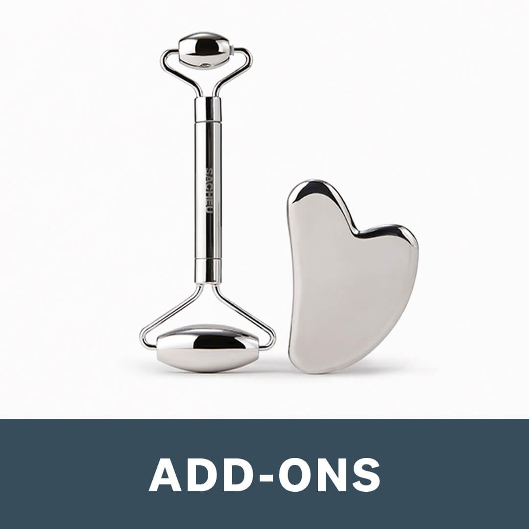 SACHEU BEAUTY Facial Roller and Gua Sha in Stainless Steel Desktop
