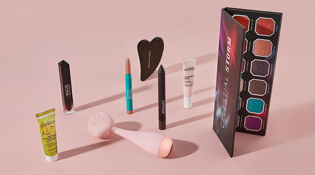 Makeup and skincare products and tools from October 2020 IPSY Glam Bag Plus Desktop
