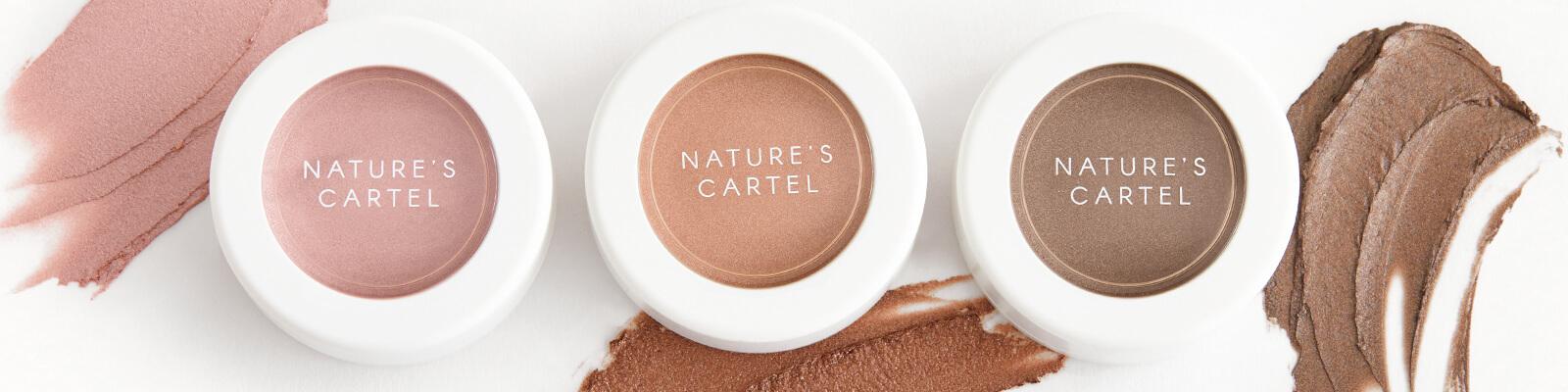 An image of NATURE CARTEL'S cream eyeshadows in three different shades Desktop