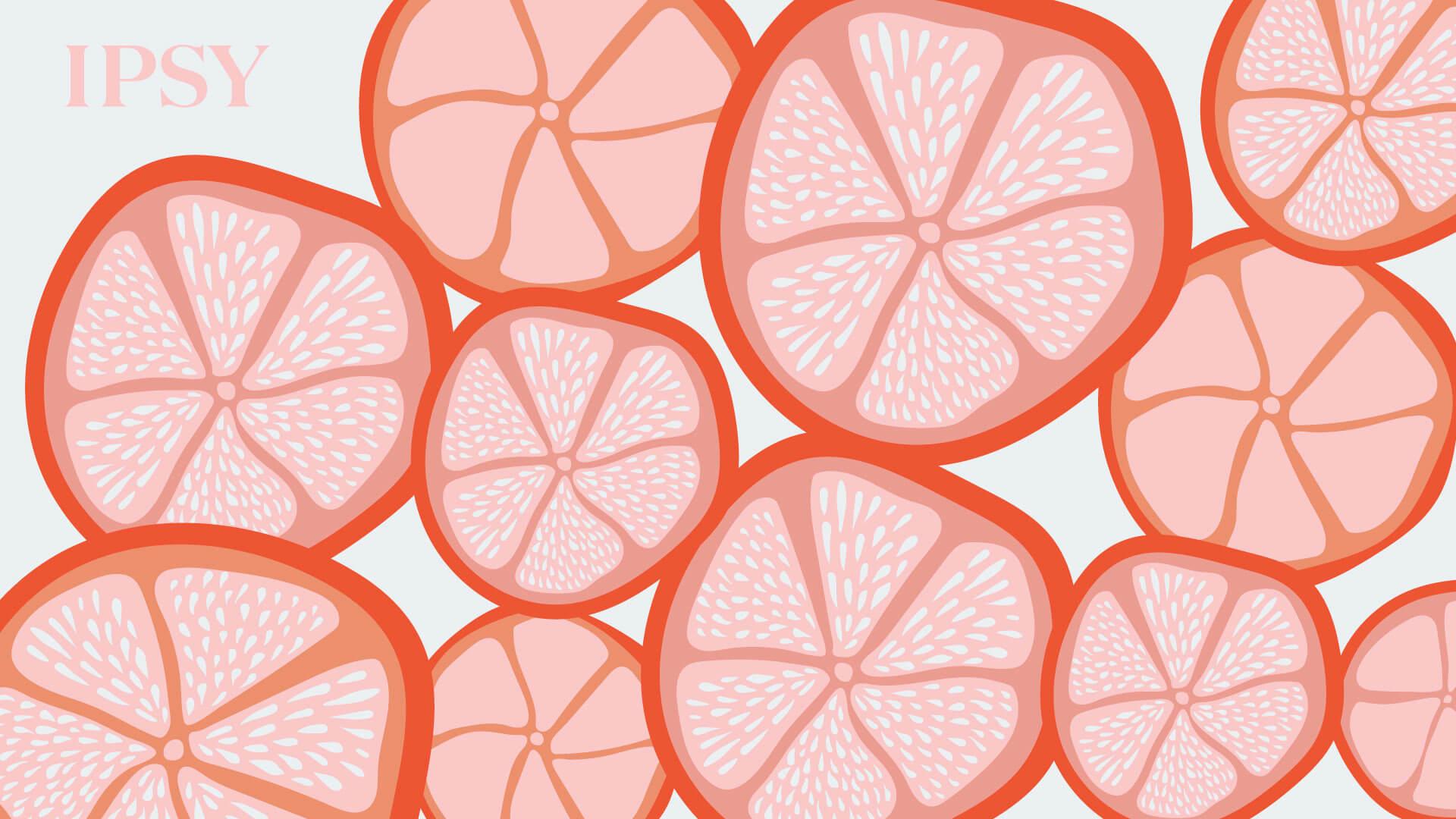 A Zoom background made up of citrus shapes. Mobile