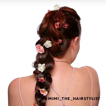 Beautiful floral waterfall braid on Haley Fite Mobile